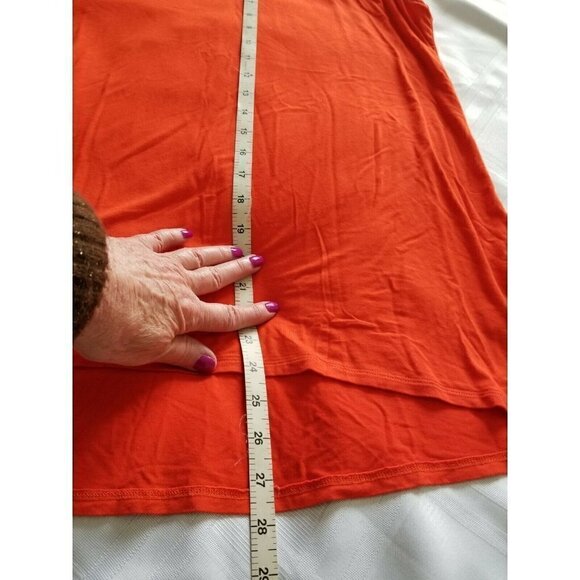 Neiman Marcus Tank Tunic Top Solid Orange Knit Self Fabric Braided Trim Women L - Picture 7 of 9